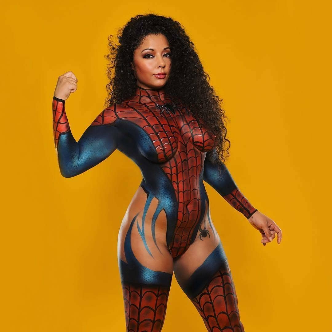 spiderman bodypaint cosplay by scarletspyderqueen bodypaint by fernello